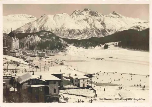 AK / Ansichtskarte St Moritz  SANKT MORITZ GR Panorama mit Blick auf die Eisplaetze