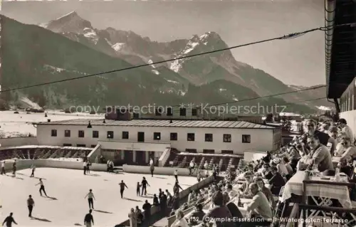 AK / Ansichtskarte GARMISCH-PARTENKIRCHEN Bayern Olympia Eisstadion Wintergarten-Terrasse
