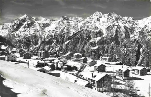 AK / Ansichtskarte Graechen Visp VS Winterpanorama Blick gegen Weisshorn Bishorn Barrhoerner Walliser Alpen