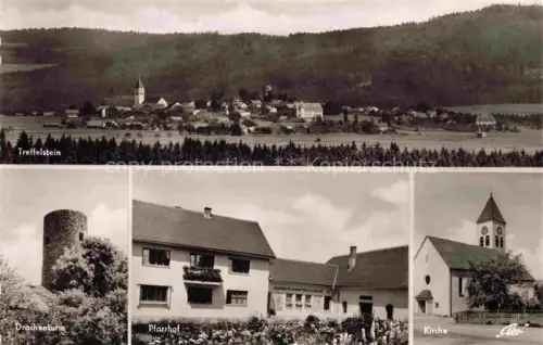AK / Ansichtskarte Treffelstein Waldmuenchen Cham Bayern Panorama Drachenturm Pfarrhof Kirche