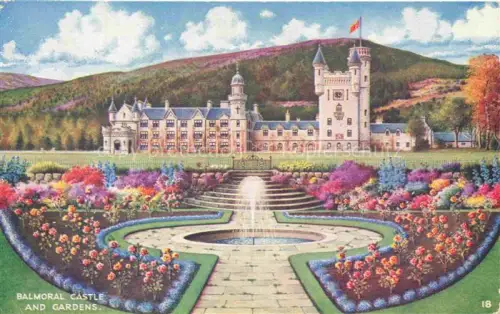 AK / Ansichtskarte Balmoral Scotland UK The Castle and the gardens Drawing Kuenstlerkarte