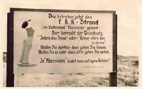 AK / Ansichtskarte Abessinien FKK-Strand SYLT Insel Schleswig-Holstein Strandschild FKK