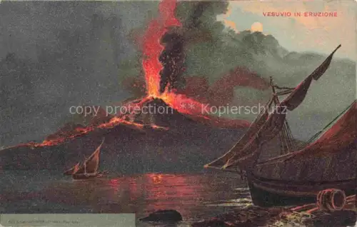 AK / Ansichtskarte Vesuvio Vulkan Vulcano Volcano Napoli Campania IT in eruzione Vulkanausbruch Kuenstlerkarte