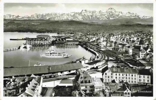 AK / Ansichtskarte ROMANSHORN Bodensee TG Panorama Hafen Blick gegen Saentiskette Appenzeller Alpen