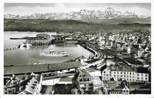 AK / Ansichtskarte ROMANSHORN Bodensee TG Panorama Hafen Blick gegen Saentiskette Appenzeller Alpen