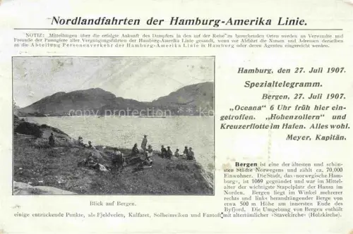 AK / Ansichtskarte BERGEN  Norge Nordlandfahrten der Hamburg-Amerika-Linie Blick auf Bergen