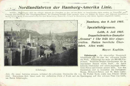 AK / Ansichtskarte EDINBURGH  SCOTLAND UK Nordlandfahrten der Hamburg-Amerika-Linie Stadtpanorama
