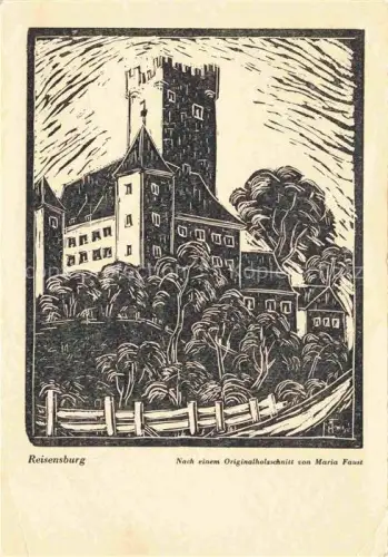 AK / Ansichtskarte Reisensburg Guenzburg Bayern nach einem Originalholzschnitt von Maria Faust Kuenstlerkarte