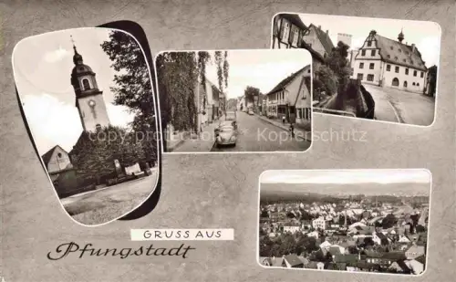 AK / Ansichtskarte Pfungstadt Kirche Strassenpartie Rathaus Panorama
