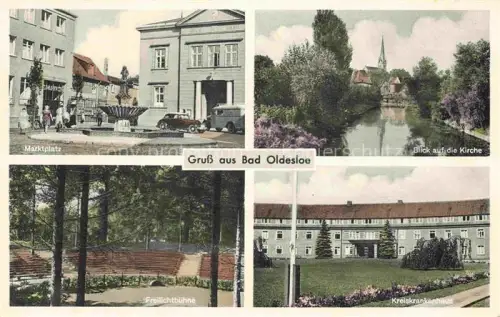 AK / Ansichtskarte Bad Oldesloe Schleswig-Holstein Marktplatz Kirche Freilichtbuehne Kreiskrankenhaus