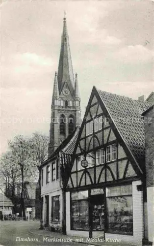 AK / Ansichtskarte ELMSHORN Pinneberg Schleswig-Holstein Marktstrasse mit Nicolai Kirche