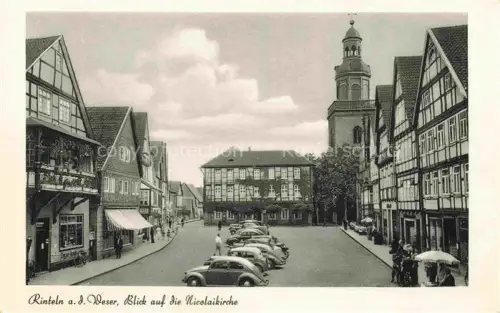 AK / Ansichtskarte Rinteln Weser Niedersachsen Ortspartie mit Nicolaikirche