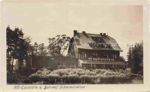 AK / Ansichtskarte Scharmuetzelsee Bad Saarow Brandenburg HO Gaststaette am Bahnhof
