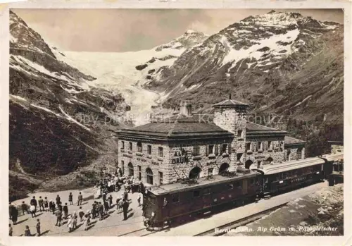 AK / Ansichtskarte Alp Gruem Bernina GR Bernina-Bahn Panorama Blick gegen Paluegletscher