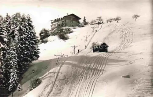 AK / Ansichtskarte Fischen Allgaeu Bayern Café Pension Maderhalm Skipiste