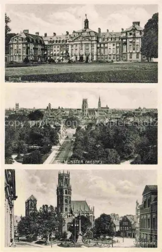 AK / Ansichtskarte MueNSTER   Westfalen NRW Stadtpanorama Schloss Marienplatz Kirche