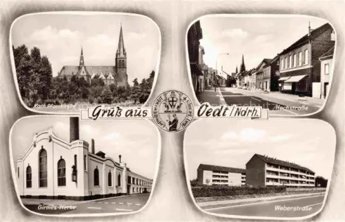 AK / Ansichtskarte Oedt Grefrath NRW Kirche Hochstrasse Girmes-Werke Weberstrasse