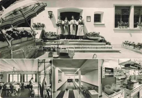 AK / Ansichtskarte Erlenbach   Zuerichsee Meilen ZH Restaurant und Hotel Goldenes Kreuz Gastraum Kegelbahn Kueche