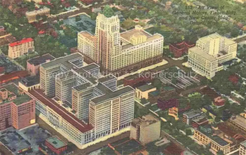 AK / Ansichtskarte DETROIT  Michigan USA General Motors Fisher Building and New Center Building aerial view Illustration