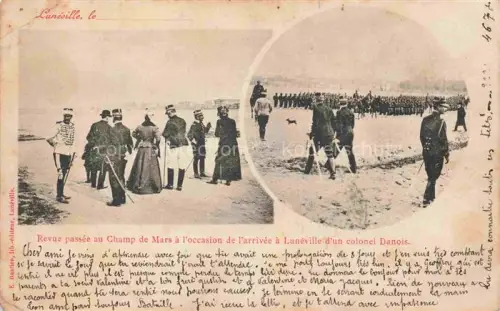 AK / Ansichtskarte LUNEVILLE 54 Meurthe-et-Moselle Revue passée au Champ de Mars Arrivée d'un colonel Danois