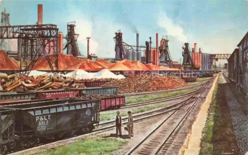 AK / Ansichtskarte Youngstown Ohio USA Pittsburgh and Lake Erie Railroad Company Ohio Works from Original Painting by Howard Fogg Kuenstlerkarte