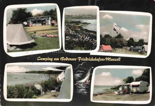 AK / Ansichtskarte Manzell Friedrichshafen Bodenseekreis BW Camping am Bodensee Panorama Strand