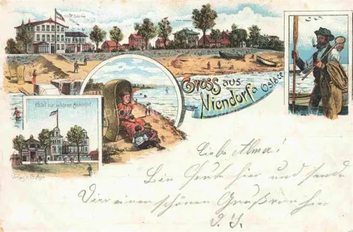 AK / Ansichtskarte NIENDORF  Ostseebad Timmendorferstrand Hotel Bellevue Hotel zur schoenen Aussicht Strand Fischer