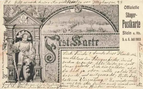 AK / Ansichtskarte STEIN  AM RHEIN SH Ritterstatue Panorama Saenger Postkarte