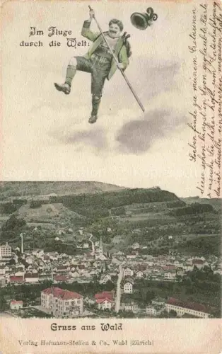 AK / Ansichtskarte Wald  Hinwil ZH Panorama Fliegender Mann