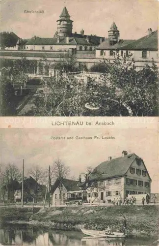 AK / Ansichtskarte Lichtenau Ansbach Feuchtwangen Bayern Strafanstalt Postamt und Gasthaus Fr Leuchs