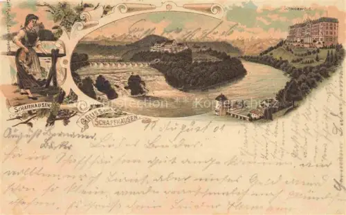 AK / Ansichtskarte SCHAFFHAUSEN  SH Panorama Rheinfall Hotel Schweizerhof Litho