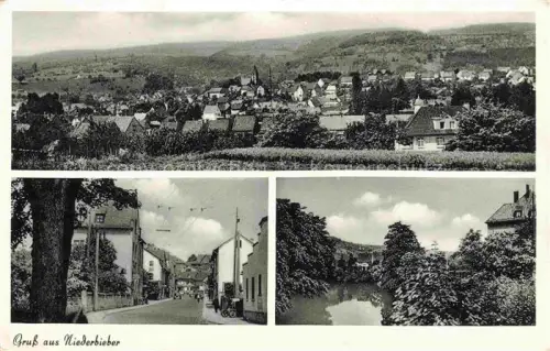 AK / Ansichtskarte Niederbieber Neuwied Rheinland-Pfalz Panorama Hauptstrasse Partie am Wasser