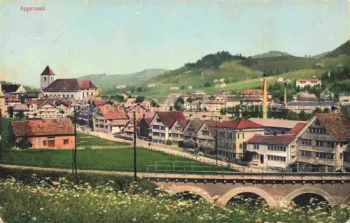 AK / Ansichtskarte Appenzell-Stadt IR Teilansicht mit Kirche Bruecke