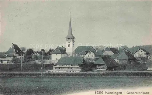 AK / Ansichtskarte Muensingen Gerzensee Konolfingen BE Ortsansicht mit Kirche