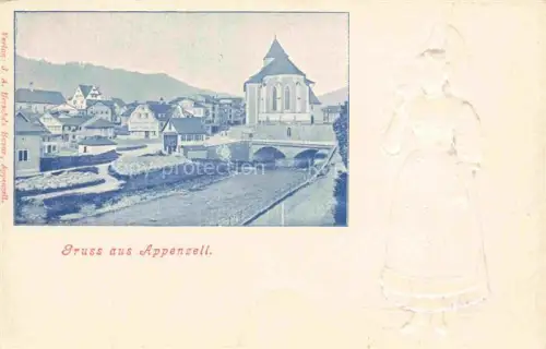 AK / Ansichtskarte Appenzell-Stadt IR Teilansicht mit Kirche Trachten