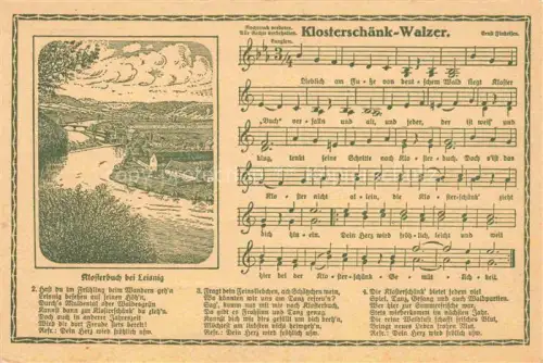 AK / Ansichtskarte Klosterbuch LEISNIG Sachsen Panorama Kuenstlerkarte Klosterschaenke-Walzer Noten