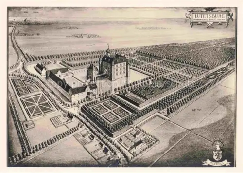 AK / Ansichtskarte Luetetsburg NORDEN Ostfriesland Niedersachsen Schloss Illustration aus der Vogelperspektive