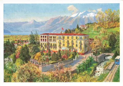 AK / Ansichtskarte LOCARNO Lago Maggiore TI Hotel Belvedere Kuenstlerkarte