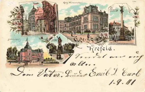 AK / Ansichtskarte KREFELD Crefeld Staendehaus Koenigl Webeschule Cornelius Denkmal Kriegerdenkmal