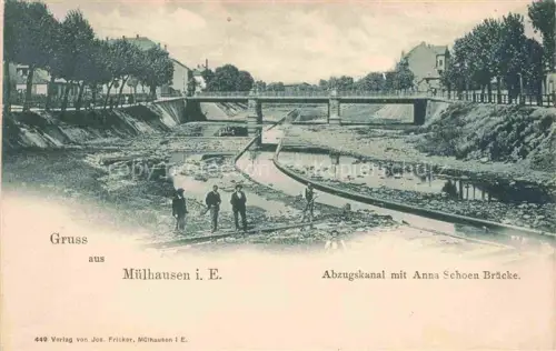AK / Ansichtskarte Muelhausen Elsass Abzugskanal mit Anna Schoen Bruecke