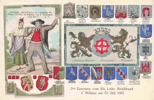 AK / Ansichtskarte MULHOUSE Muehlhausen 68 Haut-Rhin Tracht der Umgebung Orpheon Musical Fortschritt Widerhall Els Lothr Musikbund 1907