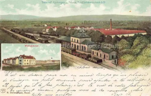 AK / Ansichtskarte Huningue Hueningen Mulhouse 68 Haut-Rhin Bahnhof und Fabrik Rob Schwarzenbach et Co