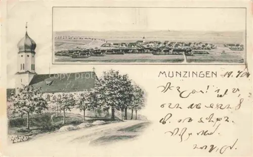 AK / Ansichtskarte Munzingen Wallerstein Donau-Ries Bayern Panorama Kirche