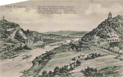 AK / Ansichtskarte PORTA WESTFALICA NRW Panorama Kaiser-Wilhelm-Denkmal Kuenstlerkarte