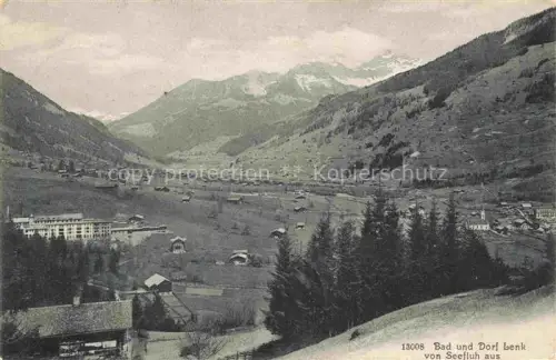 AK / Ansichtskarte Lenk Simmental BE Panorama Bad und Dorf Ansicht von Seefluh aus