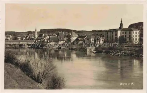 AK / Ansichtskarte Bueren Aare Partie an der Aare Blick zur Stadt
