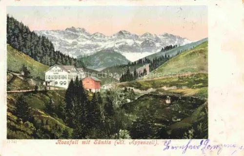 AK / Ansichtskarte Rossfall-Urnaesch Appenzell AR Panorama Gasthaus Blick gegen Saentiskette Appenzeller Alpen