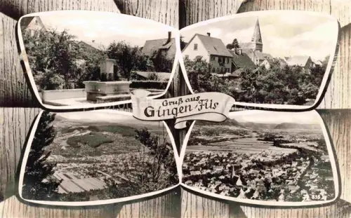 AK / Ansichtskarte Gingen Fils Brunnen Ansicht mit Kirche Panorama Luftaufnahme