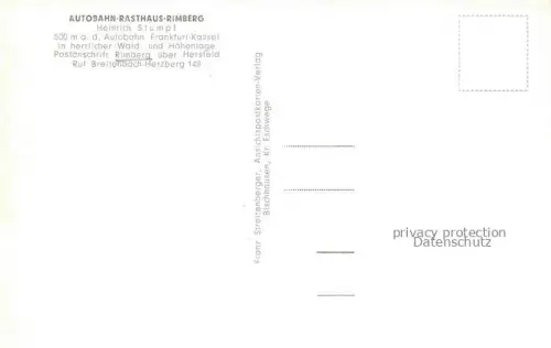 AK / Ansichtskarte Rimberg Bad Hersfeld Hessen Autobahn-Rasthaus Rimberg
