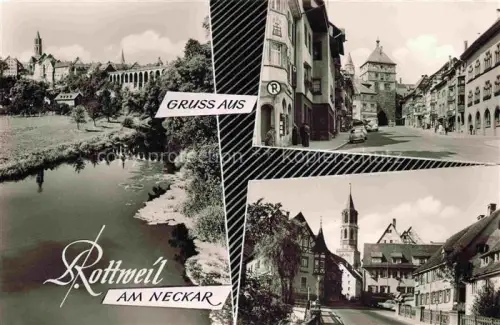 AK / Ansichtskarte Rottweil Neckar Partie am Fluss Motive Stadtzentrum